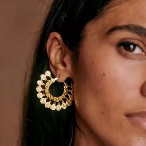 ANNEAUX TIA Sézane gold hoop earrings and pouch